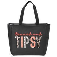 Tanned And Tipsy Summer Funny Beach Taned And Tipsy Summer Tip Zip Tote Bag