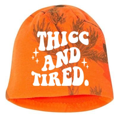 Thicc And Tired Funny Saying Groovy Kati - Camo Knit Beanie