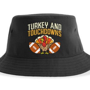 Turkey And Touchdowns American Football Thanksgiving Season Sustainable Bucket Hat