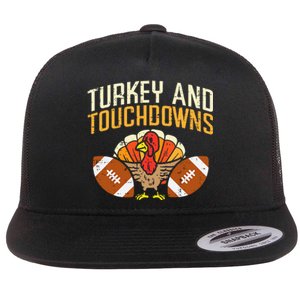 Turkey And Touchdowns American Football Thanksgiving Season Flat Bill Trucker Hat