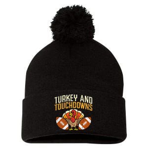 Turkey And Touchdowns American Football Thanksgiving Season Pom Pom 12in Knit Beanie