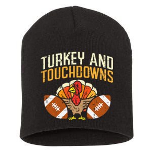 Turkey And Touchdowns American Football Thanksgiving Season Short Acrylic Beanie