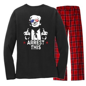 Trump Arrest This On Back Women's Long Sleeve Flannel Pajama Set 