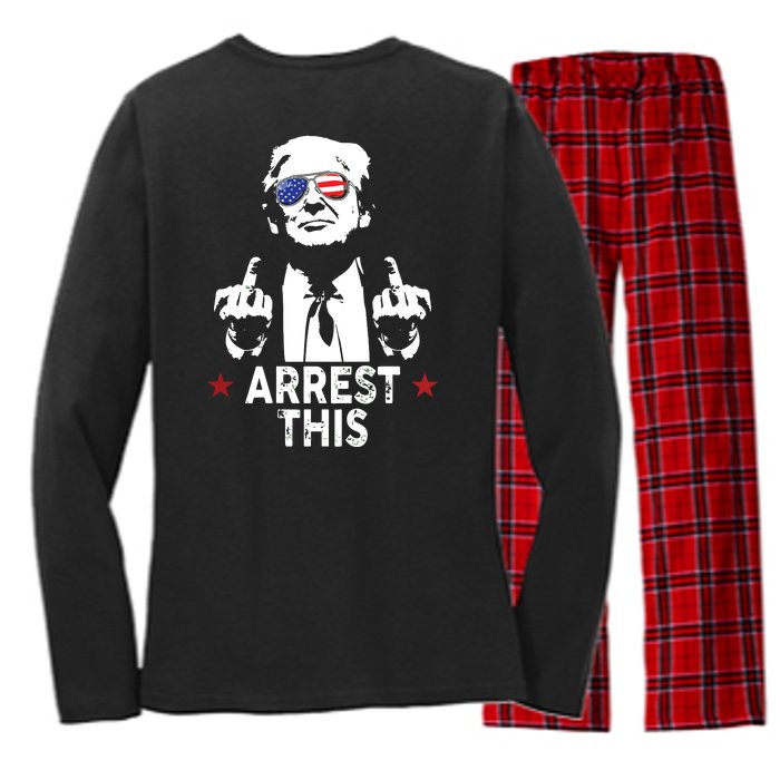 Trump Arrest This On Back Women's Long Sleeve Flannel Pajama Set 