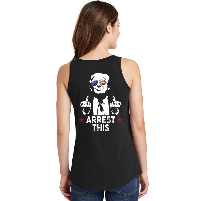 Trump Arrest This On Back Ladies Essential Tank