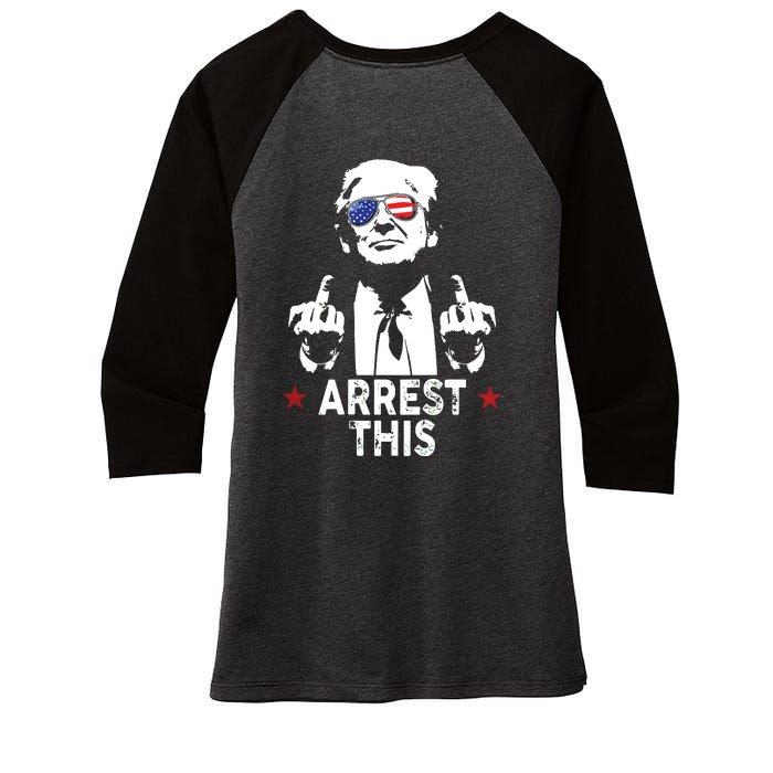 Trump Arrest This On Back Women's Tri-Blend 3/4-Sleeve Raglan Shirt