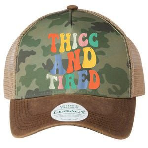 Thicc And Tired Funny Saying Groovy Women Thicc & Tired Legacy Tie Dye Trucker Hat