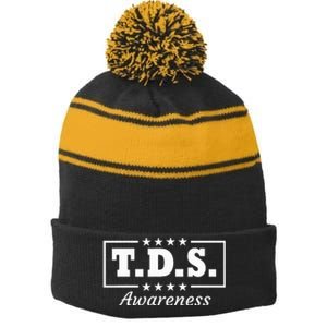 Tds Awareness Trump Wins 2024 45 & 47 Stripe Pom Pom Beanie