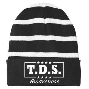 Tds Awareness Trump Wins 2024 45 & 47 Striped Beanie with Solid Band