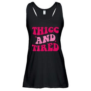 Thicc And Tired Funny Saying Groovy Women Ladies Essential Flowy Tank