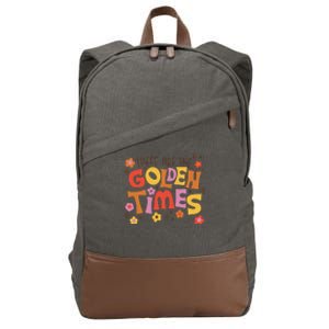 These Are The Golden Times Floral Quote Cotton Canvas Backpack