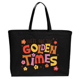 These Are The Golden Times Floral Quote Cotton Canvas Jumbo Tote