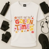 These Are The Golden Times Floral Quote Cooling Performance Crew T-Shirt