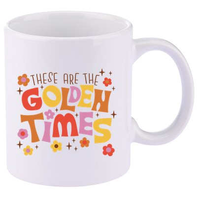 These Are The Golden Times Floral Quote 11oz C Handle Ceramic Mug