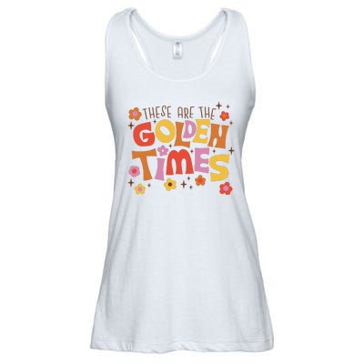 These Are The Golden Times Floral Quote Ladies Essential Flowy Tank