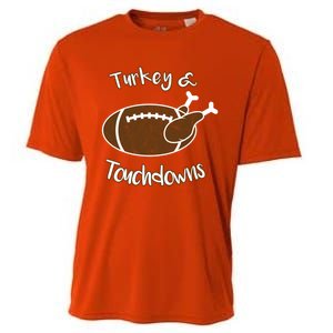 Turkey And Touchdowns It's Leg Day Football Fan Thanksgiving Gift Cooling Performance Crew T-Shirt