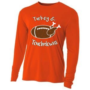 Turkey And Touchdowns It's Leg Day Football Fan Thanksgiving Gift Cooling Performance Long Sleeve Crew