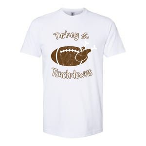 Turkey And Touchdowns It's Leg Day Football Fan Thanksgiving Gift Softstyle CVC T-Shirt