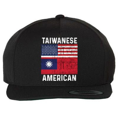 Taiwanese American Taiwan Usa Distressed Flags Great Gift Wool Snapback Cap