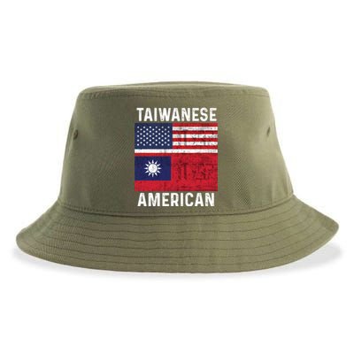 Taiwanese American Taiwan Usa Distressed Flags Great Gift Sustainable Bucket Hat