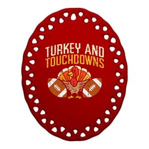 Turkey And Touchdowns American Football Thanksgiving Season Ceramic Oval Ornament