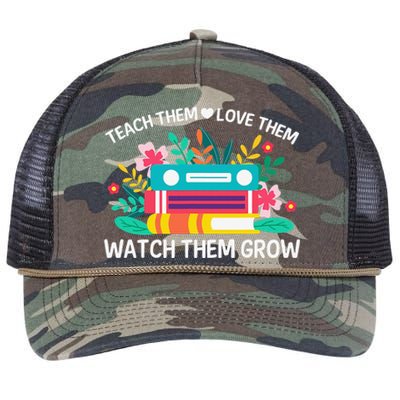 Teacher Appreciation Teach Them Love Them Watch Them Grow Retro Rope Trucker Hat Cap