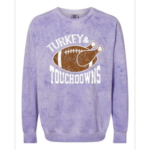 Turkey and Touchdowns Funny Thanksgiving Football Colorblast Crewneck Sweatshirt