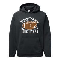 Turkey and Touchdowns Funny Thanksgiving Football Performance Fleece Hoodie