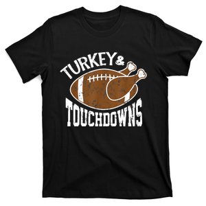 Turkey and Touchdowns Funny Thanksgiving Football T-Shirt