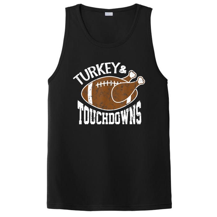 Turkey and Touchdowns Funny Thanksgiving Football PosiCharge Competitor Tank