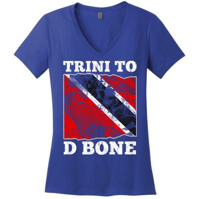 Trinidad And Tobago Flaggift Trini To D Bone Great Gift Women's V-Neck T-Shirt