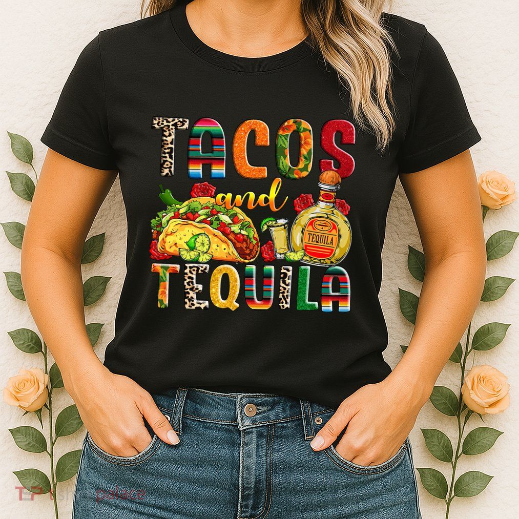 Tacos And Tequila Funny Drinking Taco Mexican Food Lover Womens T-Shirt