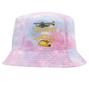 Trumpet And Tacos Lover Marching Band Trumpet Player Gift Tie-Dyed Bucket Hat