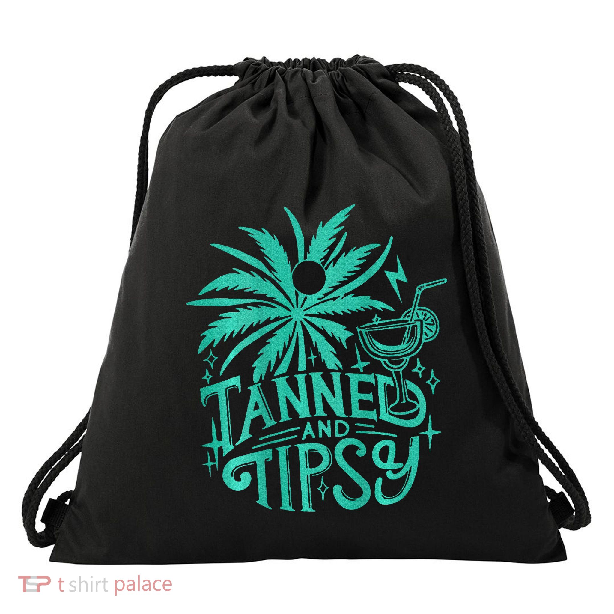 Tanned And Tipsy Beach Summer Drawstring Bag