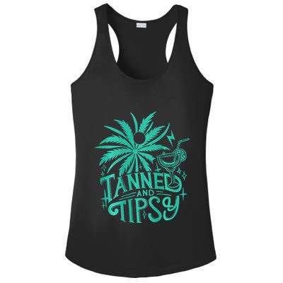 Tanned And Tipsy Beach Summer Ladies PosiCharge Competitor Racerback Tank