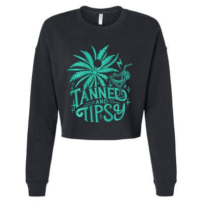 Tanned And Tipsy Beach Summer Cropped Pullover Crew