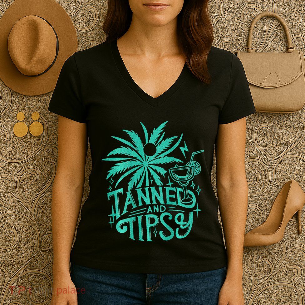 Tanned And Tipsy Beach Summer Women's V-Neck T-Shirt