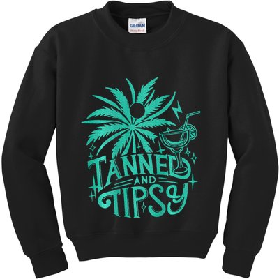 Tanned And Tipsy Beach Summer Kids Sweatshirt