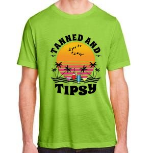 Tanned And Tipsy Beach Ing Retro Sunset Summer Vacation Cute Gift Adult ChromaSoft Performance T-Shirt