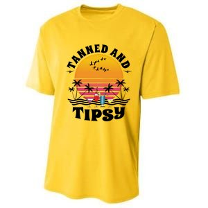 Tanned And Tipsy Beach Ing Retro Sunset Summer Vacation Cute Gift Performance Sprint T-Shirt