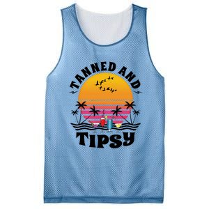 Tanned And Tipsy Beach Ing Retro Sunset Summer Vacation Cute Gift Mesh Reversible Basketball Jersey Tank