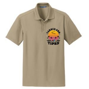 Tanned And Tipsy Beach Ing Retro Sunset Summer Vacation Cute Gift Dry Zone Grid Polo