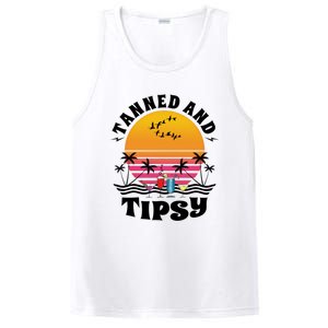 Tanned And Tipsy Beach Ing Retro Sunset Summer Vacation Cute Gift PosiCharge Competitor Tank