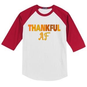 Thankful AF Turkey Trot Gift Funny Thanksgiving Kids Colorblock Raglan Jersey