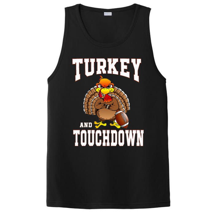 Turkey And Touchdowns Football Retro Thanksgiving PosiCharge Competitor Tank