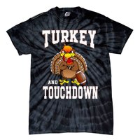 Turkey And Touchdowns Football Retro Thanksgiving Tie-Dye T-Shirt