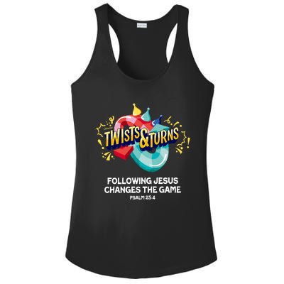 Twists And Turns VBS Follow Jesus Change The Games Ladies PosiCharge Competitor Racerback Tank