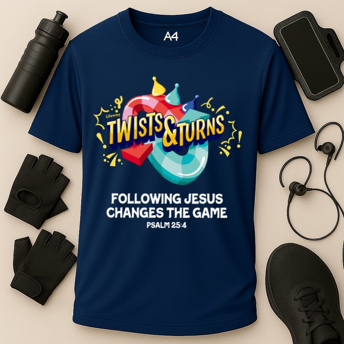 Twists And Turns VBS Follow Jesus Change The Games Cooling Performance Crew T-Shirt