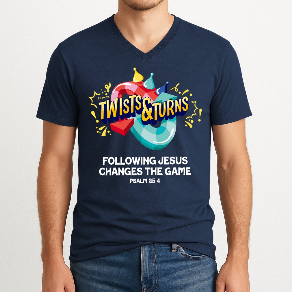 Twists And Turns VBS Follow Jesus Change The Games V-Neck T-Shirt