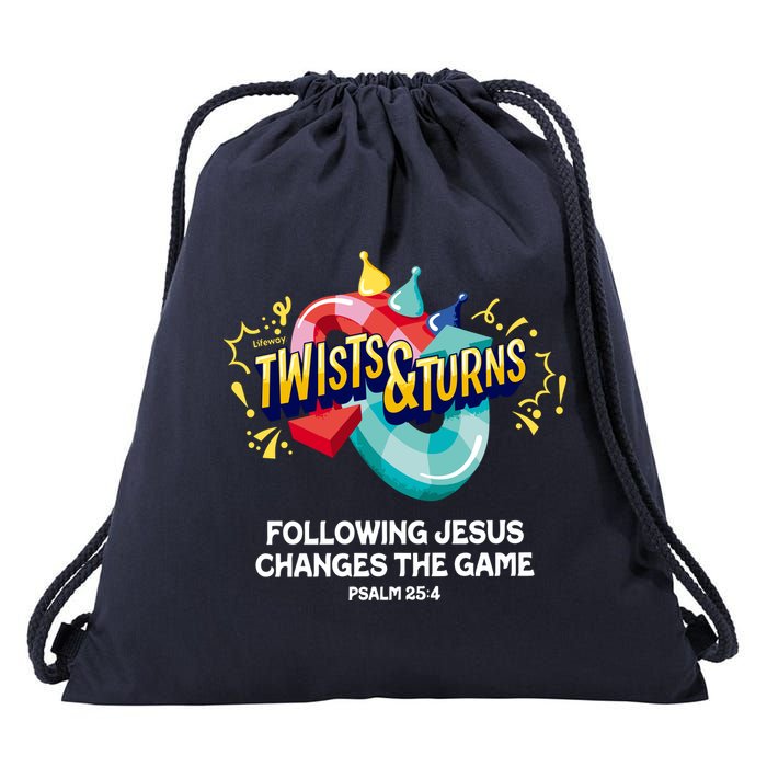 Twists And Turns VBS Follow Jesus Change The Games Drawstring Bag